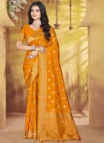 Silk Mustard Festival Wear Zari Work Saree